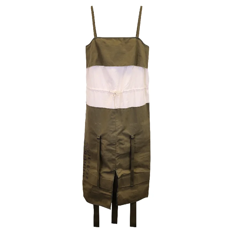 Stylish Savings Maison Margiela Deconstructed Sleeveless Midi Dress in Green Cotton Playful Elegance