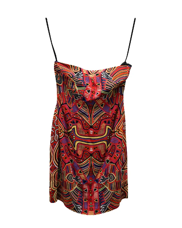 Hurry Before It'S Gone Mara Hoffman Back Cut-out Printed Mini Dress in Multicolor Rayon Feminine Soft - Hued Styles