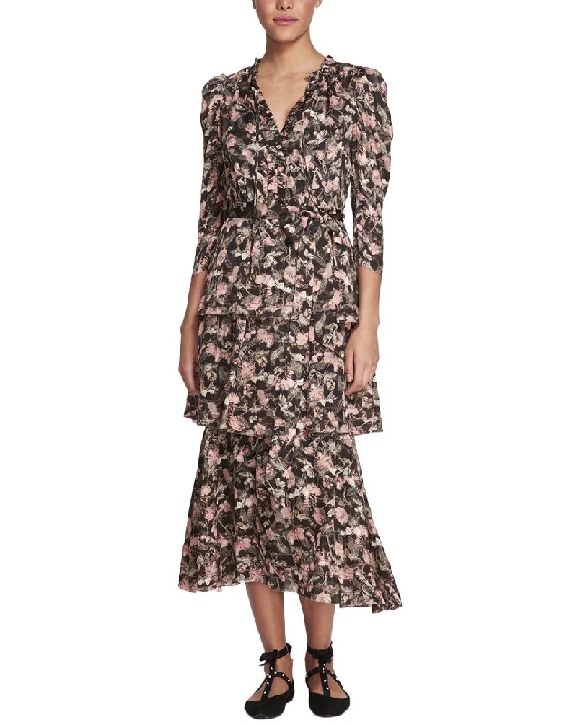 Romantic Fashion Discounts Marchesa Notte Juniper Floral Dress Soft Textures