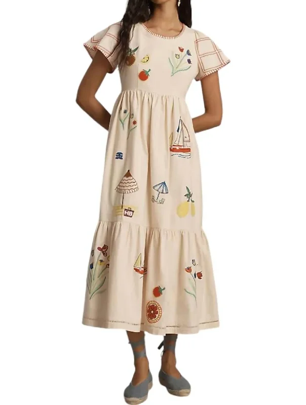 Ends Soon Marley Embroidered Midi Dress In White Fashion-Forward Style