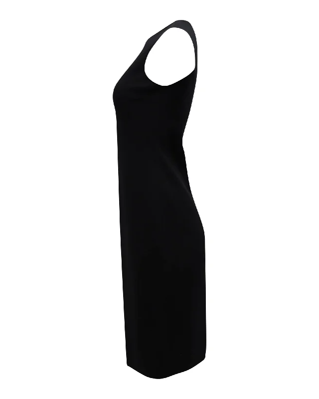 Modern Fashion Sale Michael Kors Midi Dress in Black Virgin Wool Hollywood Glam Award - Show Style