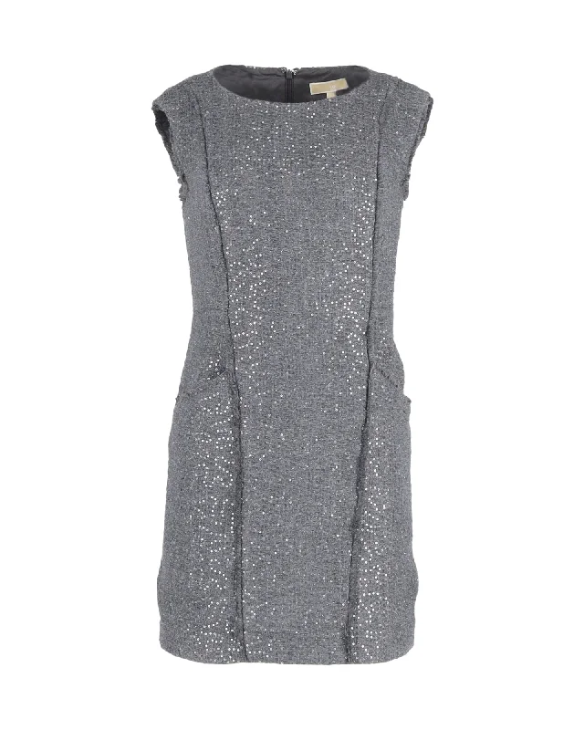 Elegant Fashion Offers Michael Kors Sequined Mini Dress in Grey Acrylic Clearance Event