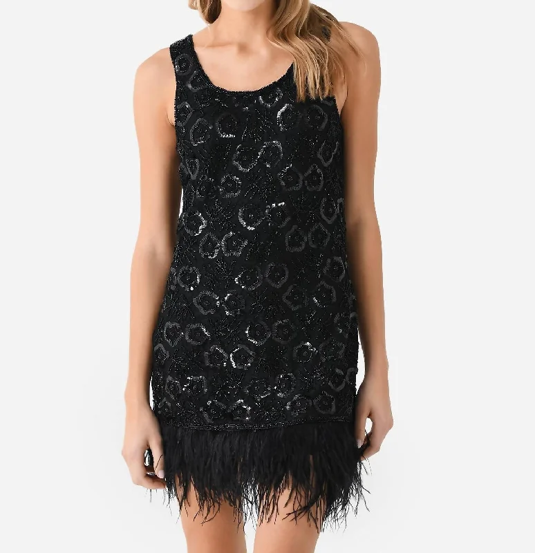 Statement Fashion Offers Misha Combo Knit Mini Dress In Black Classic Charm