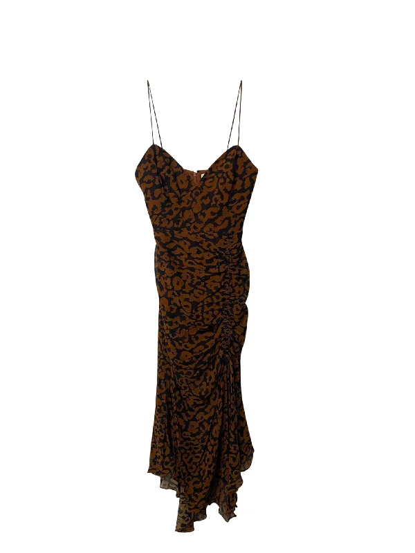 Comfortable Chic Nicholas Midi Dress in Leopard Print Silk Chiffon Sophisticated Cut