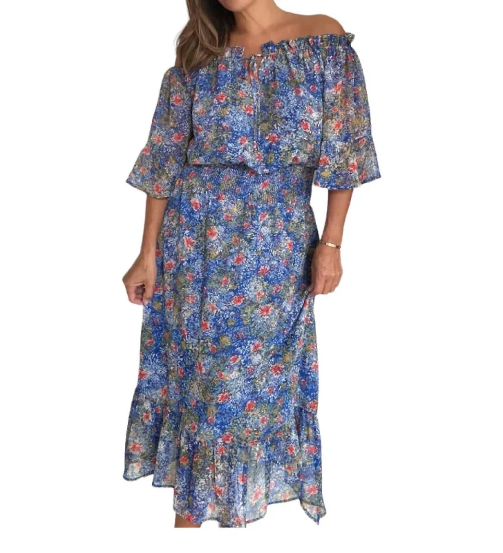 Must-Have Style Discounts Off The Shoulder Maxi Dress In Elba Floral Print Spring Fling Sale