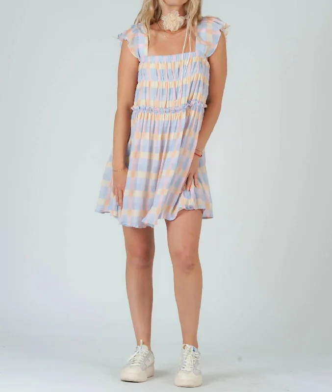 Spring Offer Penelope Gingham Mini Dress In Pastel Classic Charm