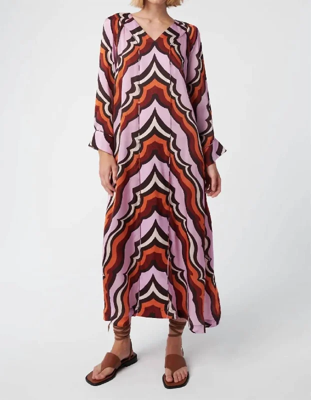 Limited Edition Phoenix Midi Dress In Wavy Lilac Limited Quantities