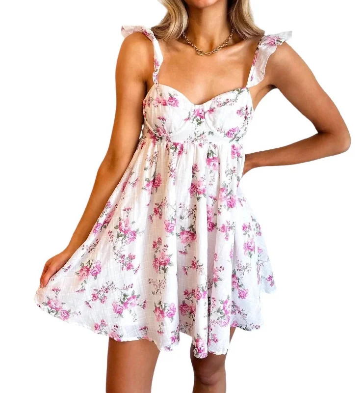 Season Offer Picnic Day Mini Dress In Pink Chic Allure