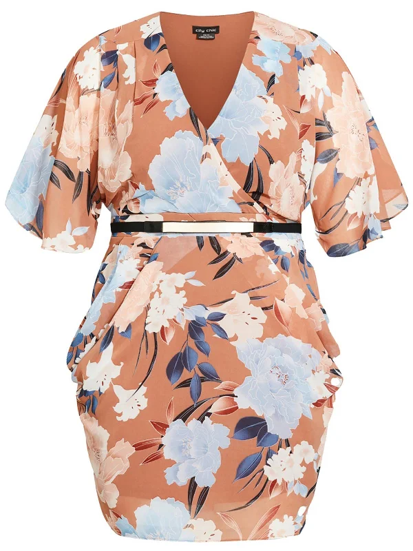 Minimalist Fashion Sale Plus Womens Floral Print V Neck Midi Dress Beat the Heat in Tropical Styles