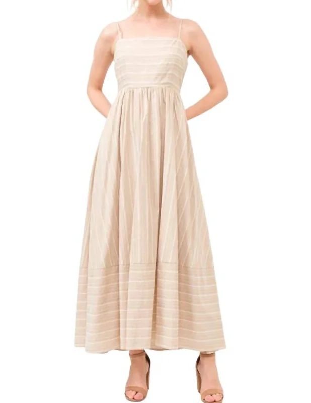 Must Haves Priscilla Smocked Midi Dress In Beige Clearance Event