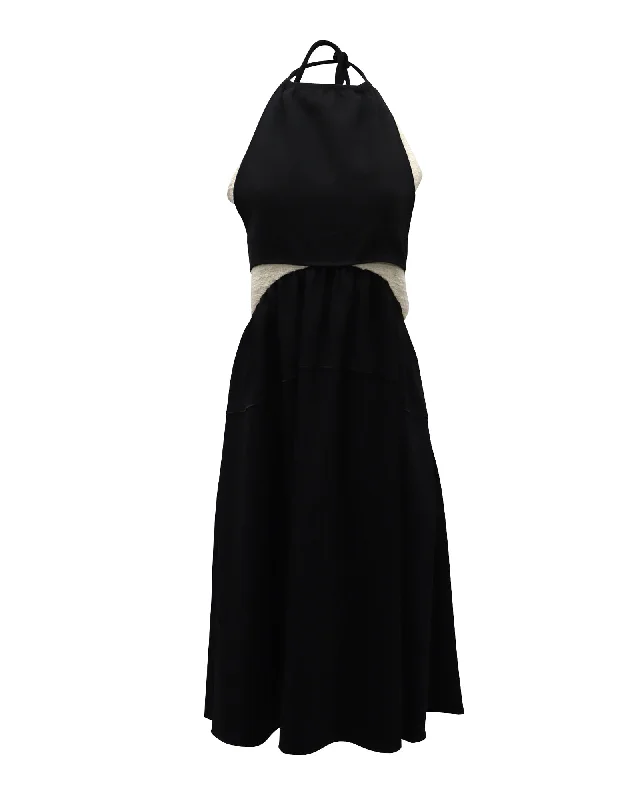 Avant-Garde Style Promotions Proenza Schouler Crepe Halter Midi Dress in Black Triacetate Limited Quantities