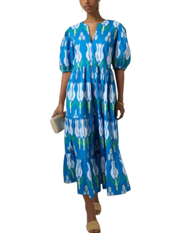 Feminine Style Promotions Puff Sleeve Maxi Dress In Sumba Cottagecore Rustic Charm Style