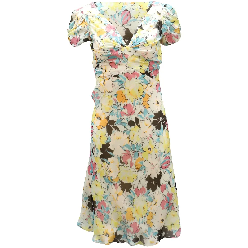 Limited Time Offer Ralph Lauren Purple Label Floral Print Dress in Multicolor Silk Coastal Beach - Inspired Style