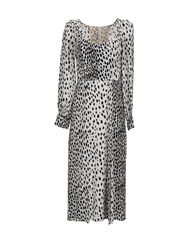 Seasonal Clearance Reformation Alessi Crepe Midi Dress in Animal Print Viscose Vintage Elegance