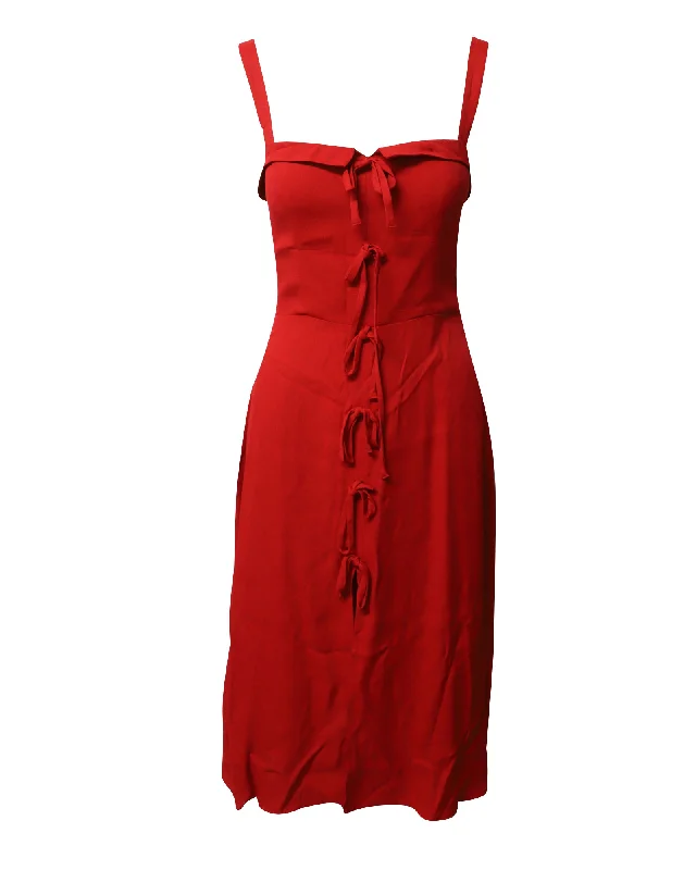 Stylish Looks Reformation Eddie Midi Dress in Red Viscose Refined Simplicity