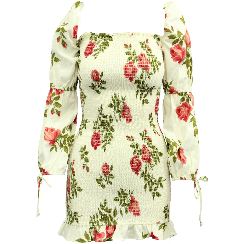 Comfort Meets Fashion Reformation Hilary Jolie Floral Dress in Cream Linen Seasonal Trend