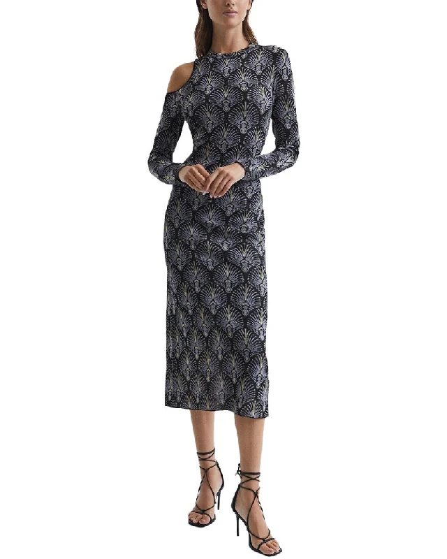 Top Brand Discounts Reiss Anja Metallic Jacquard Knitted Midi Dress Casual Weekend Relaxed Style