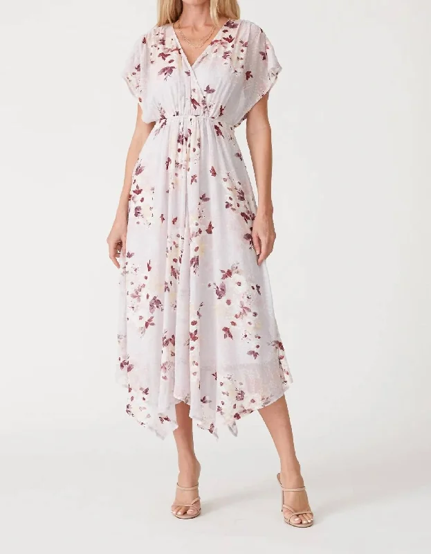 Premium Style Offers Reyna Floral Dress In Dusty Blush/wine Classic Charm