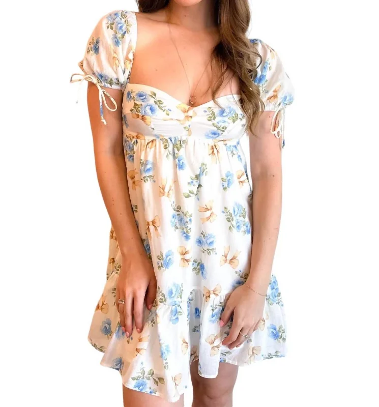 Hurry Before It'S Gone Ruthie Ribbon Floral Dress In White Lighten Up with Nordic Styles