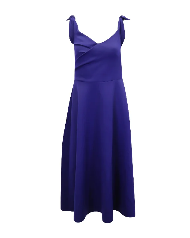 Browse Our Top Products Saloni Ruth Off-The-Shoulder Midi Dress in Blue Polyester Urban Sophistication