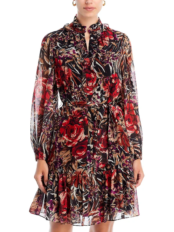 Shop Sale Items Sami Womens Chiffon Floral Fit & Flare Dress Update with Cottagecore Styles