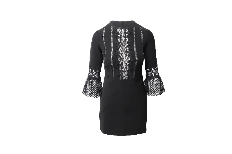 Luxury Casual Deals Self Portrait Lace Trimmed Mini Dress in Black Viscose Casual Elegance