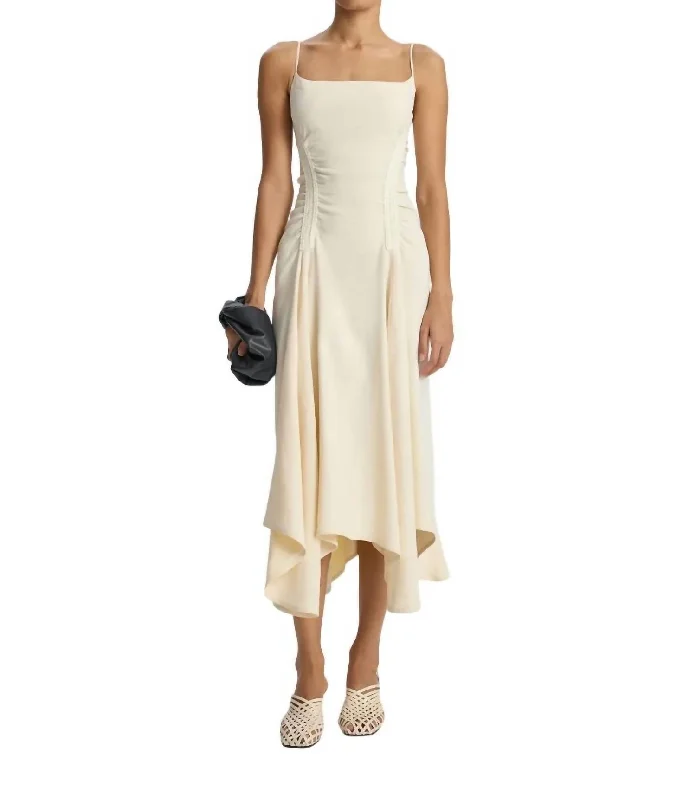 Discover Now Silvia Stretch Linen Midi Dress In Bone Spring Fling Sale