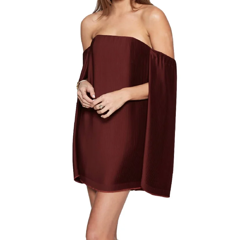 Fashion Forward, Function First Spiral Pleat Mini Dress In Burgundy Celebrate with Big Savings