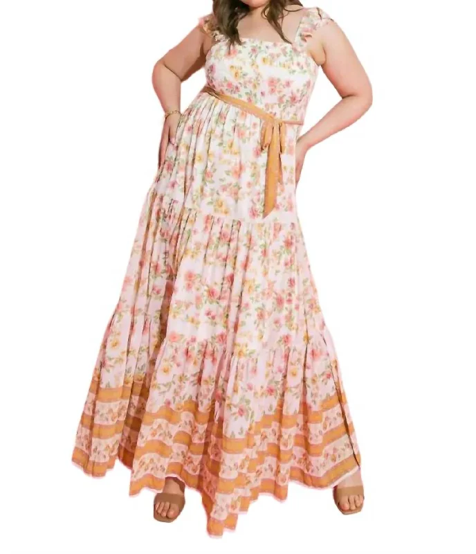 Premium Fashion Springtime Woven Maxi Dress - (Plus) In Multi Great Prices on Feminine Styles