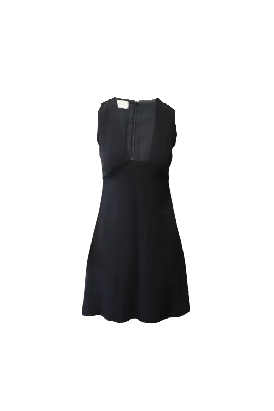 Relaxed Style Deals Stella McCartney Plunge Neckline Mini Dress in Black Viscose Alluring Design