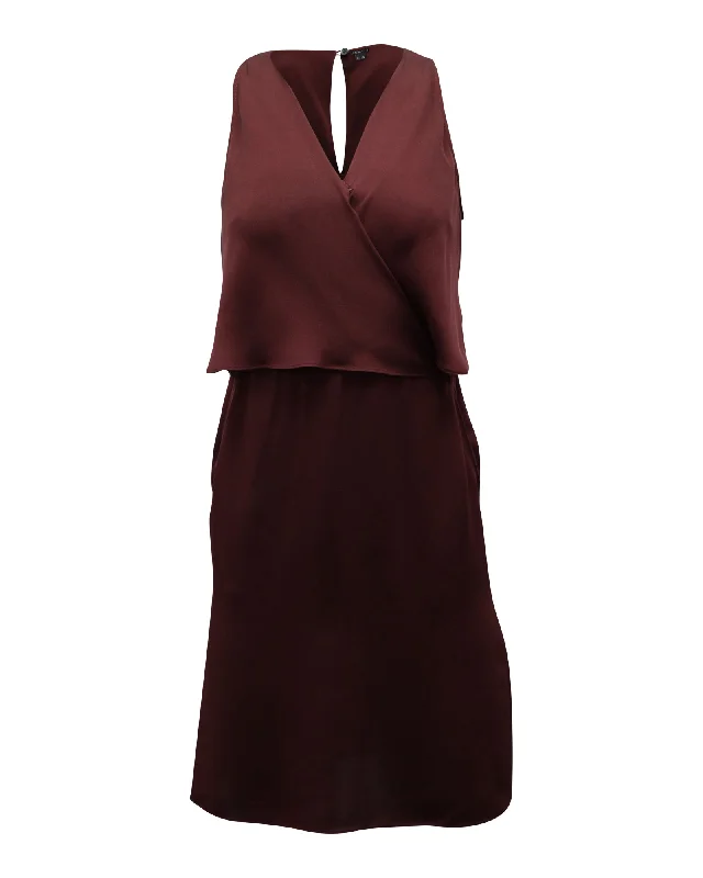 Bold Fashion Sales Theory Osteen Sleeveless Mini Dress in Burgundy Silk Contemporary Elegance