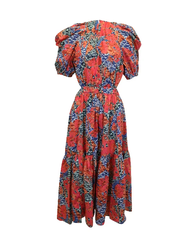 Season Sale Ulla Johnson Claire Midi Dress in Multicolor Cotton Sophisticated Cut