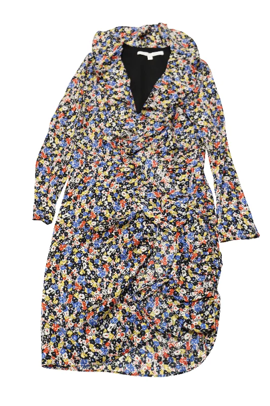 Massive Savings Veronica Beard Minna Ruffled Wrap Dress in Floral Print Silk Chic Urban Fashion Look