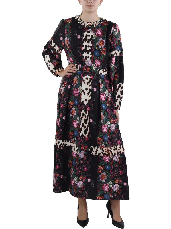 Top Brand Discounts Womens Floral Print Embellished Maxi Dress Mother's Day Special