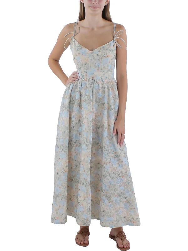 Everyday Elegance Sale Womens Tea Length Floral Print Fit & Flare Dress Refined Simplicity