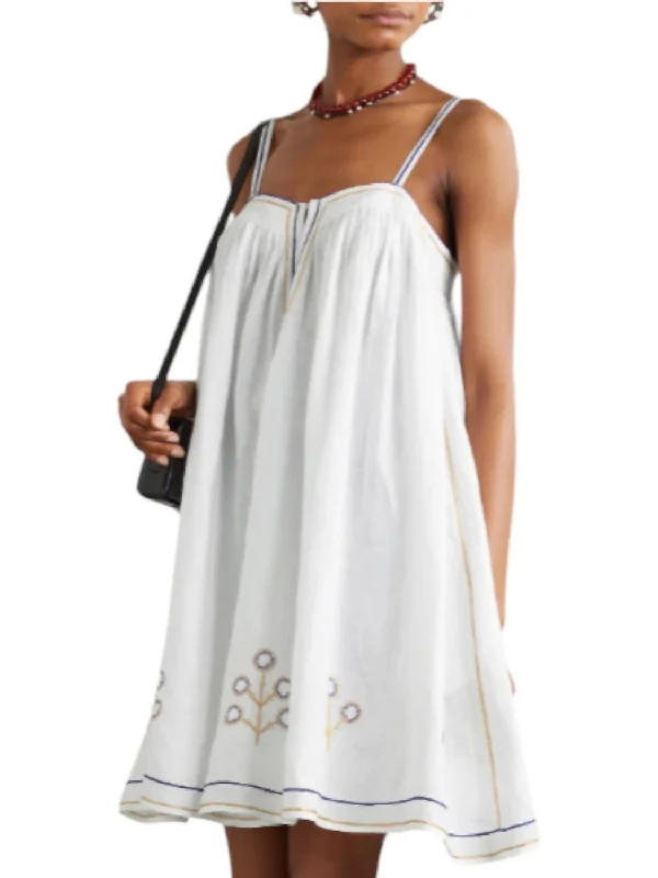 Stupidly Low Prices Zenobia Pintucked Embroidered Mini Dress In White Parisian Effortless Chic Style